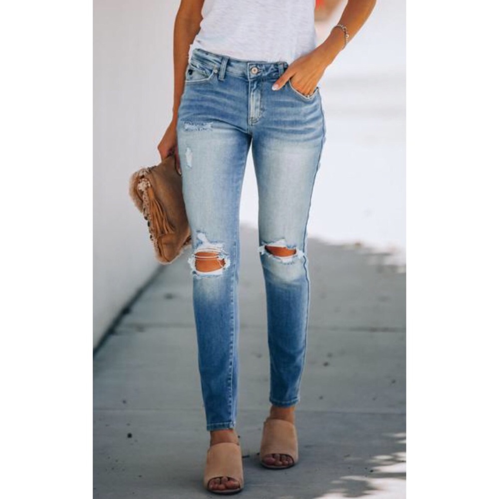 NWT Kancan Mid Rise Destroyed Super Skinny Jeans - Picture 3 of 13